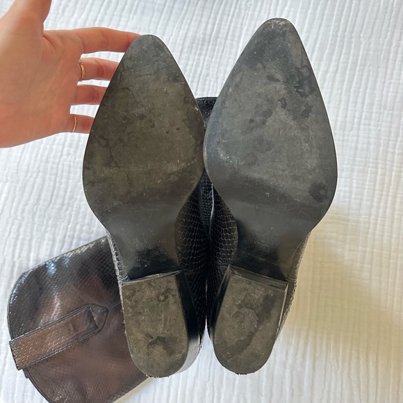 Black Leather Python/Snake Cowboy Boots - Picture 3 of 3